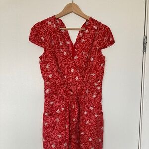 Anthropologie Hi There by Karen Walker Lotty Petal Red/White Dress Size 4